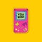 A portable videogame in vector. Electronic game icon in flat design. Classic 90s. Game Boy Color.
