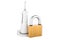 Portable water flosser with padlock, 3D rendering