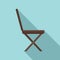 Portable wood chair icon, flat style