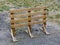 Portable wooden fencing in the yard. Stock photo