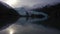 Portage Glacier, Portage Lake and Mountains. Alaska, USA. Aerial View