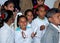 Portait of dark egyptian children smiling gathering at school