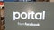 Portal by Facebook brand logo and text sign smart display provide video chat via