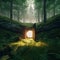 Portal in the forest. Mysterious Open Hatch Door In The Forest.