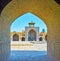 The portal of Seyed Mosque through the arch, Isfahan, Iran