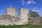 PORTCHESTER, HAMPSHIRE, ENGLAND, 30 MAR 2015: Portchester Castle is a medieval castle built within a former Roman fort at Portches