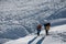 Porters crossing Cho La pass in Everest region, Nepal