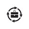 Portfolio and arrows - web black icon design. Business investment sign. Vector illustration.