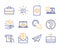 Portfolio, File management and Click here icons set. Smile, Atm service and Question mark signs. Vector