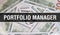Portfolio Manager text Concept Closeup. American Dollars Cash Money,3D rendering. Portfolio Manager at Dollar Banknote. Financial
