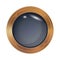 Porthole window icon. Safe round metalic spaceship illuminator decent. Vector steel window hole. Cruise aircraft