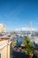 Porticciolo Santa Lucia di Napoli on a sunny day with Vesuvius in the background in the year 2023