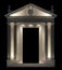 Portico on a black background. Architectural elements of the classic building facade. 3D rendering