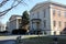 Porticos and columns of the 19th century historic buildings at the Snug Harbor, Staten Island