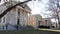 Porticos and columns of the 19th century historic buildings at the Snug Harbor, Staten Island