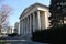 Porticos and columns of the 19th century historic buildings at the Snug Harbor, Staten Island, NY