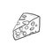 Portion of cheese hand drawn sketch icon.