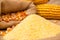 Portion of Cornmeal on rustic background