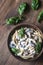 Portion of creamy mushroom linguine