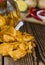 Portion of crispy Potato Chips (selective focus)