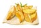 Portion of fresh baked Potato with herbs, rustic potatoes, isolated on a white background. Close-up. Watercolor