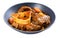 Portion of osso buco in gray bowl isolated