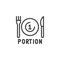 Portion plate with fork and knife line icon