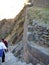 Portion of the stone walls reveal the underlying structure of the terrace at Ollantaytambo, Peru, South America