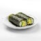 Portion of uncut cucumber maki sushi rolls