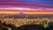 Portland autumn foliage and Mt hood with colorful sunrise in zooming time lapse