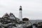 Portland Head Light and surrounding landscape on Cape Eiizabeth, Cumberland County, Maine, United States New England US