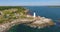 Portland Head Lighthouse aerial view, Maine ME, USA