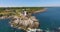 Portland Head Lighthouse aerial view, Maine ME, USA