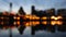 Portland Oregon City with Hawthorne Bridge Out of Focus Night Lights Water Reflection