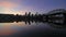 Portland Oregon Downtown City Skyline and Hawthorne Bridge with Water Reflection at Colorful Sunset along Willamette River 10880