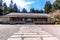 Portland, Oregon  USA - March 31 2013: View at Pavilion Gallery at Japanese Garden. A wide pathway stone leading to the outdoor