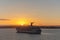 Portland, United Kingdom - July 1, 2020: Beautiful high angle shot of Carnival Valor anchored in the harbour at sunset. Gorgeous