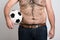 Portly belly of a man football