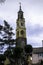 PORTMEIRI, UNITED KINGDOM - Feb 22, 2019: An impressive clock tower in Portmeirion