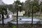 PORTMEIRION, UNITED KINGDOM - Feb 22, 2019: The beautiful pool and courtyard in Portmeirion