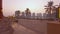 Porto Arabia  in The pearl  in Doha, Qatar sunset summer shot showing people walking on promenade