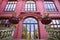 Porto Botanical Garden. Main entrance, pink facade of Casa Andresen, Porto, Portugal