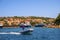 Porto Cervo, Sardinia, Italy - Boat service of Porto Cervo yacht port at Costa Smeralda coast of Tyrrhenian Sea