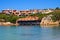 Porto Cervo, Sardinia, Italy - Footbridge over one of harbors of Porto Cervo yacht port at Costa Smeralda coast of Tyrrhenian Sea