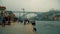 Porto, circa 2018: Embankment of the Douro River on a cloudy day.