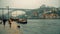 Porto, circa 2018: Embankment of the Douro River on a cloudy day.