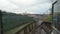 Porto, circa 2018: Timelapse Rising on the funicular Guindais Funicular, Porto. Panoramic view of the old city of Porto