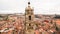 Porto cityscape with famous bell tower of Clerigos Church, Portugal aerial view