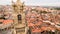 Porto cityscape with famous bell tower of Clerigos Church, Portugal aerial view