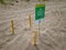 Porto de Galinhas, Brazil, March 16, 2019 - Seaturtle nest protected by a barrier in Brazil
